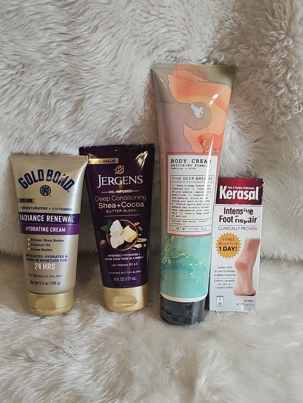 New Body Care Lot Gold Bond Jergens Kerasal Body Cream 4 Pc